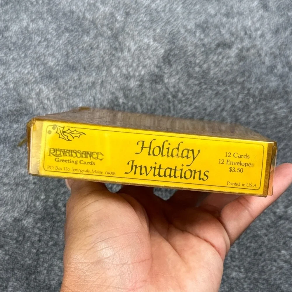 Vintage Renaissance Greeting Cards Christmas Party Invitations 12 Count Yellow